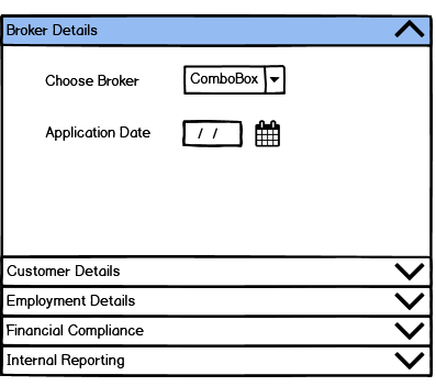 Wireframe of accordion menu design
